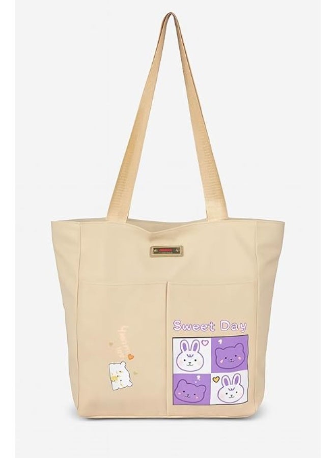 Tote Bag - A stylish casual bag with a cute design that adds a touch of beauty and spontaneity to your look. Perfect for university, outings, or shopping. Code 0001 - Image 1