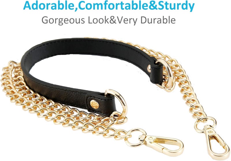 UTreers Purse Chain Strap Crossbody Bag Chains Strap Handbag Chain Replacement Leather Chain Straps 47.2" - Image 2