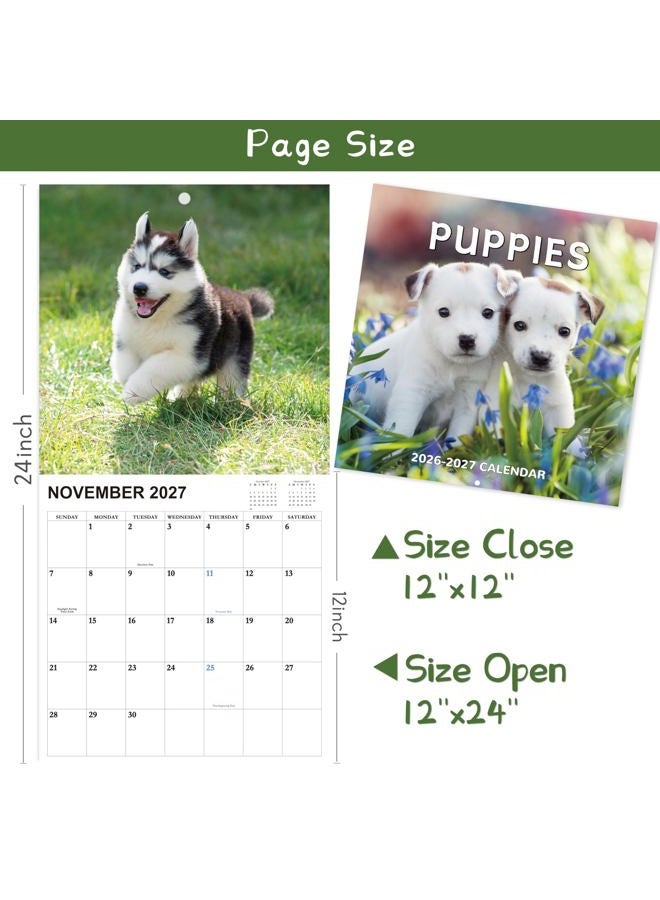 Chambom 2026-2027 Calendar - 18-Month Wall Calendar 2026-2027 Dog Calendars from Jan. 2026 - Jun. 2027, Calendar 2026 with Unruled Blocks, Holidays, 12" x 24"(open), Wall Calendars - Puppy - Image 5