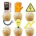 LETLIMIT 18pcs Gold Glitter Tools Dessert Cupcake Topper Power Electrician Lineman Theme Decor Supplies Boy Man Happy Birthday Party Decorations - Image 3
