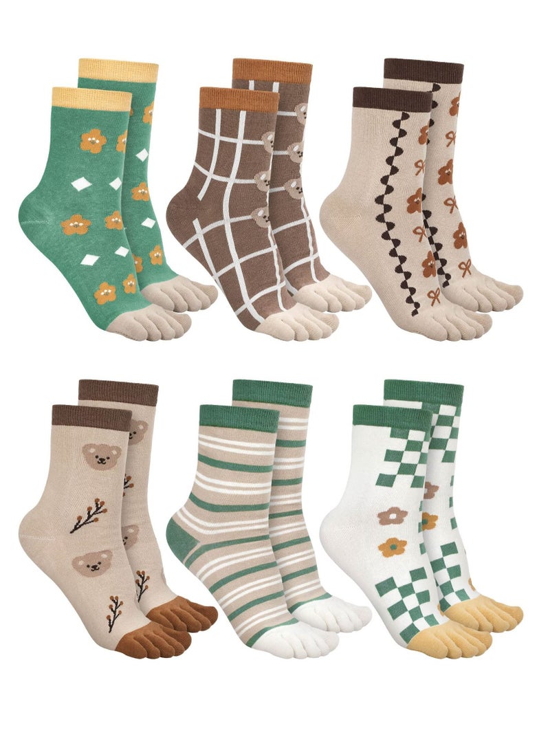 KASTWAVE 6 Pairs Women's Toe Socks Low Cut Running Separated Toe Socks Five Toe Socks for Ladies Casual - Image 1