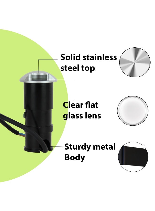 ALFRIDAY Outdoor Recessed Path/Deck Light, IP65, 2W 3000K Warm White, Stainless-Steel Top with Anti-Glare Slot, AC 85–265 V for Walkways & Gardens (Options Available) - Image 2