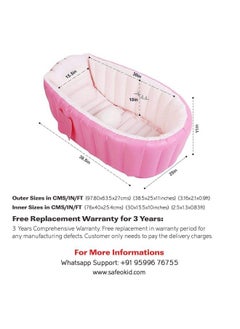 Safe-O-Kid Baby Bath Tub With Multipurpose Baby Shower Hat Cap European Safety Standard Inflatable Bathtub With Air Pump + Elegant Colorful Box For Extra Safety Pink  - Image 4
