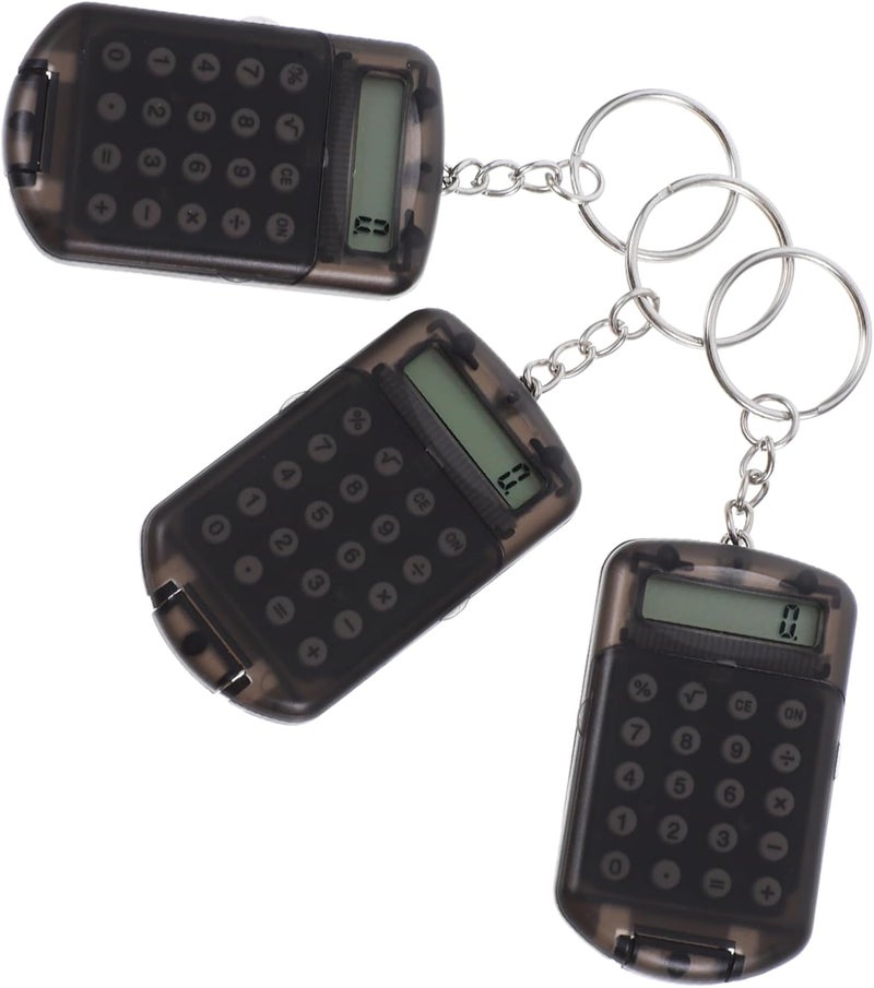 PRETYZOOM 3Pcs Mini Calculator with Transparent Shell Keychain Charm for Students and Office Use Portable Efficient and Stylish for Daily Calculations - Image 1