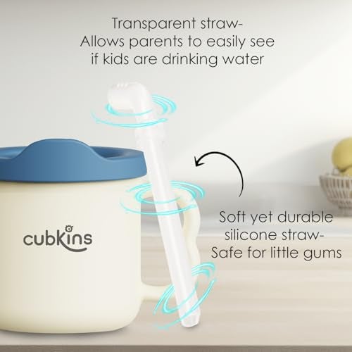 CUBKINS Silicone Suction Feeding Plate with Sippy Cup for Babies, Infants | Feeding Set for Kids, Toddlers | Washable & Reusable, Non-Messy Easy to Clean (Blue Olive) - Image 5