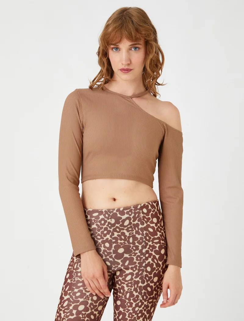 كوتون Window Detailed Crop T-Shirt
