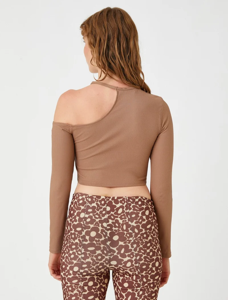 كوتون Window Detailed Crop T-Shirt