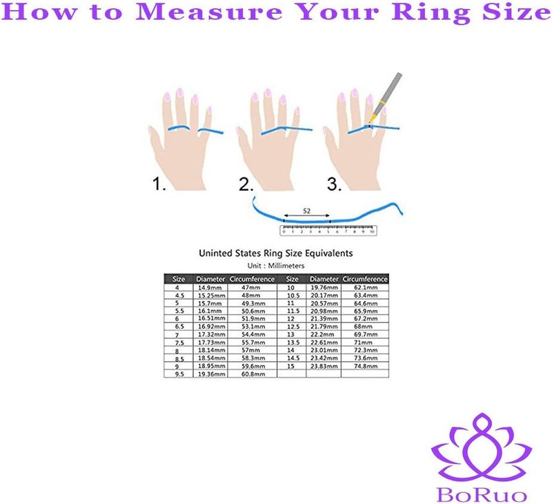 BORUO 925 Sterling Silver Ring, Cubic Zirconia CZ Eternity Engagement Wedding Band Ring - Image 3