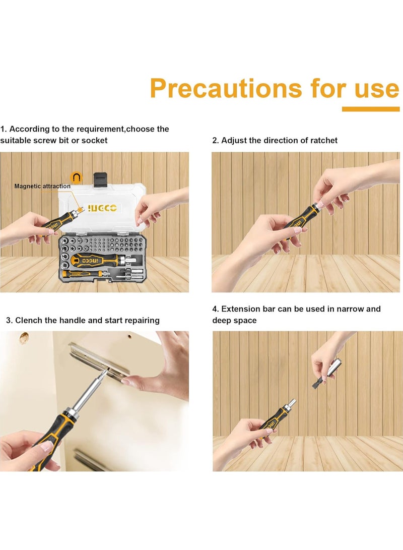INGCO 55 Pcs Screwdriver Bits Set, Precision Screwdriver Set with Ratchet Wrench and Bits Magnetic Driver Kit Professional Electronics Repair Tool Kit for... - Image 2