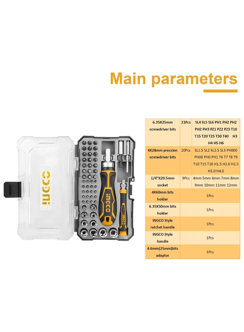 INGCO 55 Pcs Screwdriver Bits Set, Precision Screwdriver Set with Ratchet Wrench and Bits Magnetic Driver Kit Professional Electronics Repair Tool Kit for... - Image 4