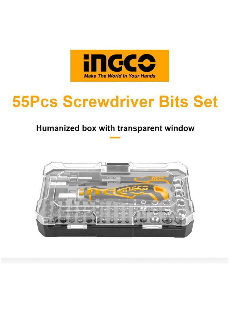 INGCO 55 Pcs Screwdriver Bits Set, Precision Screwdriver Set with Ratchet Wrench and Bits Magnetic Driver Kit Professional Electronics Repair Tool Kit for... - Image 5