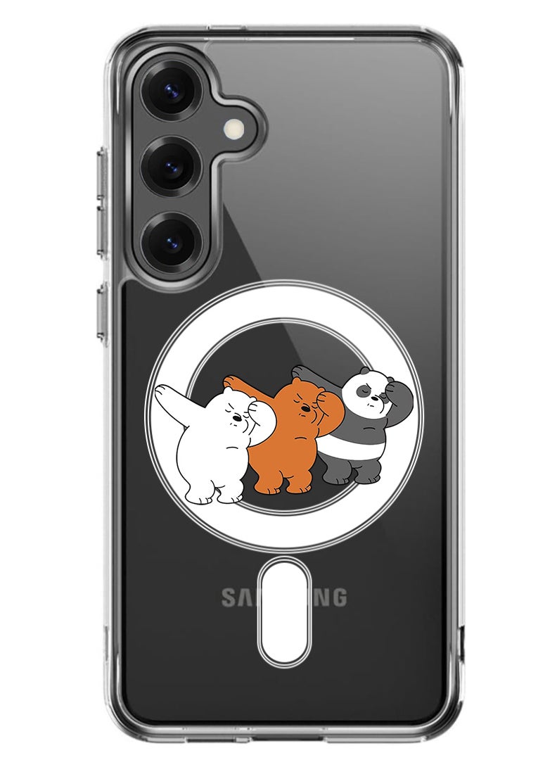 Theodor Magnetic Case for Samsung Galaxy S25 6.2-inch Compatible with MagSafe Wireless Charging, Shockproof Phone Bumper Cover Bears dance - Image 1