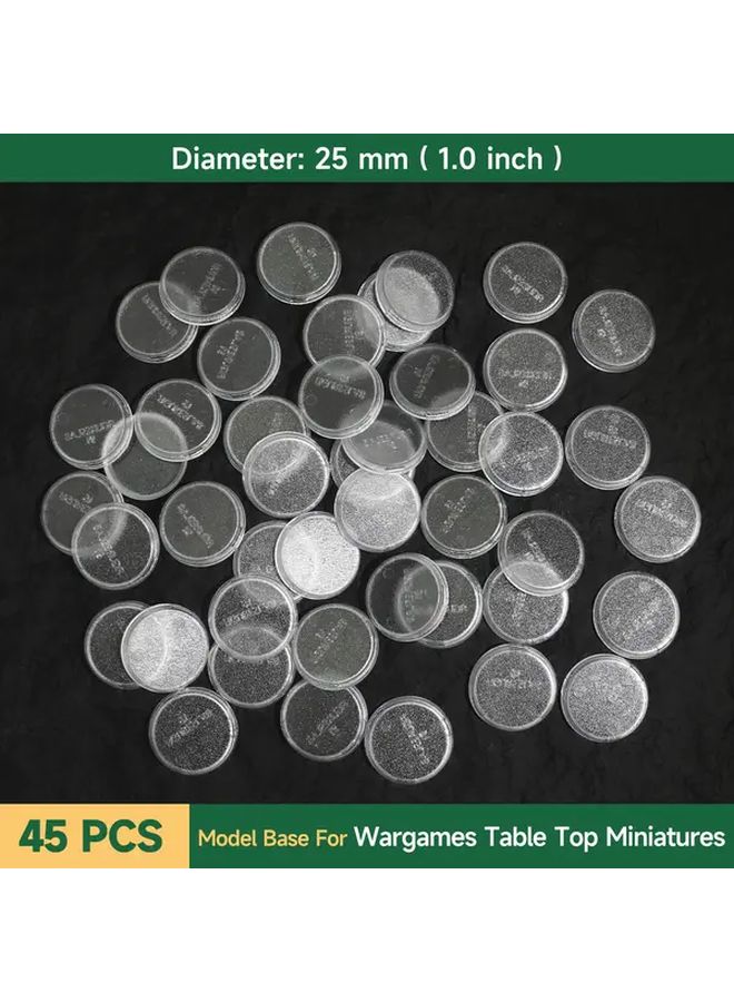 45pcs Clear Acrylic Miniature Bases 25mm 28 5mm 32mm Circular Figure Display Stands - Image 1