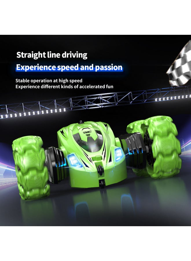 Children's Remote Control Car Rc Gesture Induction Explosion Wheel Rollover Double-sided Stunt Car Four-wheel Drive Off-road Vehicle Toy Cross-border-Color:828a Double-sided Special Car Green-Proportion:Single Battery  - Image 3