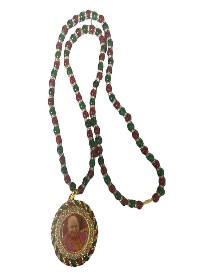 RK Basics قلادة RK Basics Guru Ji Swaroop Photo Locket Pendant Necklace Beads Stone Mala Gold-Lesping's Always Guruji For Womens - Image 2