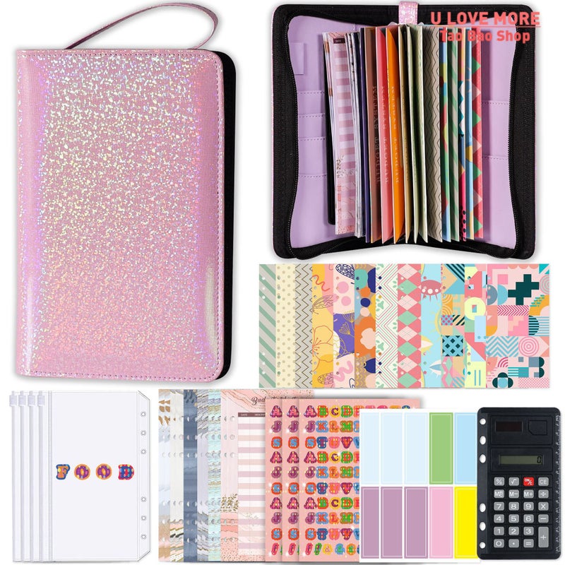 A6 Pu Leather Budget Binder Planner With Zipper Pockets Cash - Image 2