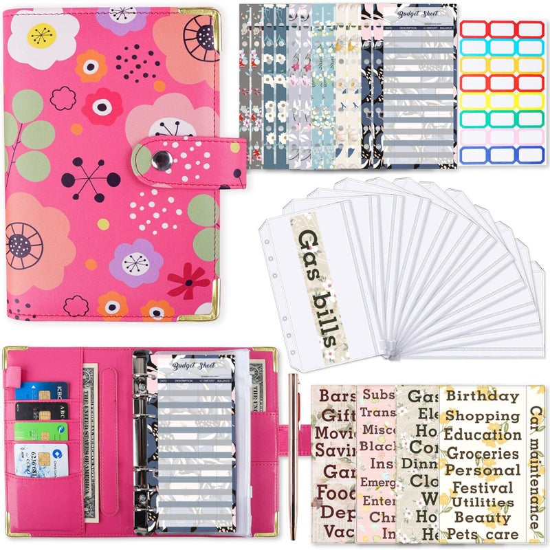 A6 Pu Leather Budget Binder Planner With Zipper Pockets Cash - Image 1