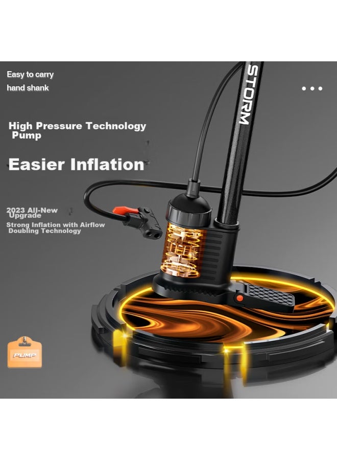 Solarstorm Bicycle Pump, High-Pressure Inflator, Compatible With American, British, And French Standards, For Mountain Bikes, Road Bikes, Electric Motorcycles, Cars, Portable, Home Use, Basketball, Soccer Ball, Swimming Ring, Standard Model, 160 Psi - Image 3