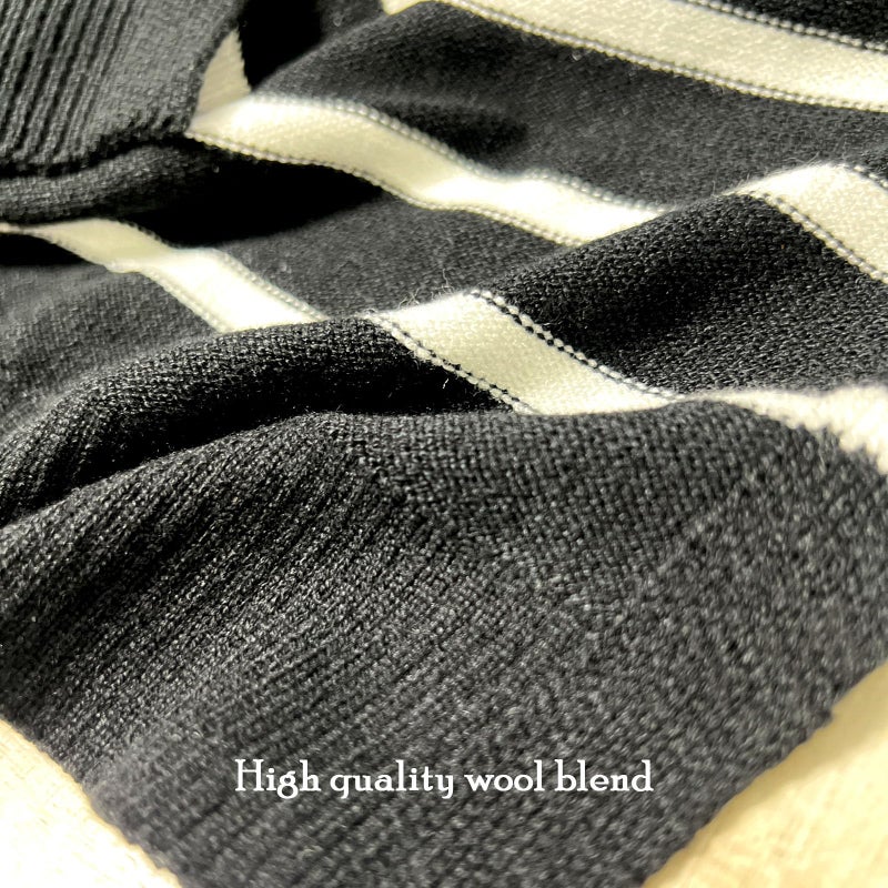 huablo Women's Fashion Knitted Knotted Shawl OfficeTravel Casual Scarf Cape Shoulder Wrap Shawl Faux Sweater Wrap Black stripe - Image 5