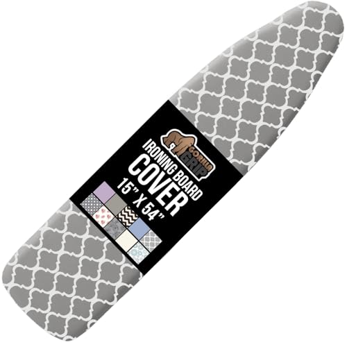 GORILLA GRIP The Original Ironing Board Cover and Pad, Silicone Coating, Thick Scorch Resistant Padding, Heavy Duty Iron Covers Standard Boards, Hook and Loop Fastener Strap, Quatrefoil Gray, 15x54 - Image 1