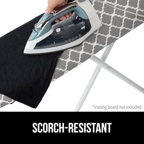 GORILLA GRIP The Original Ironing Board Cover and Pad, Silicone Coating, Thick Scorch Resistant Padding, Heavy Duty Iron Covers Standard Boards, Hook and Loop Fastener Strap, Quatrefoil Gray, 15x54 - Image 3