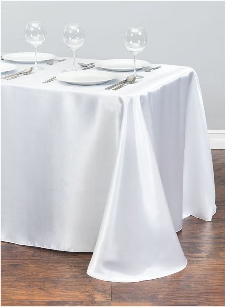 يا إلهي مفرش طاولة أبيض مقاوم للزيوت 1.45 × 1.8 م - قماش غطاء طاولة مقاوم للبقع وقابل للغسل لحفلات الزفاف والمطاعم والمنزل | طاولة ممتازة قابلة للتمدد لحفلات البوفيه والعشاء - Image 1