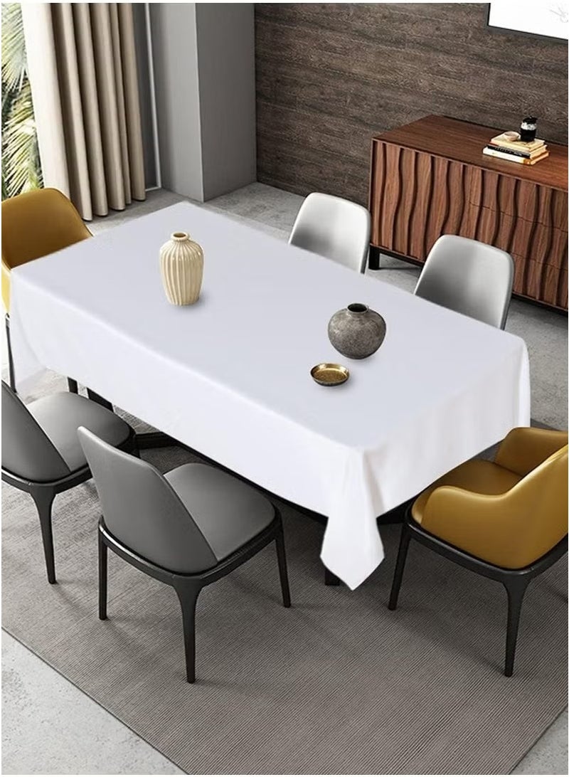 يا إلهي مفرش طاولة أبيض مقاوم للزيوت 1.45 × 1.8 م - قماش غطاء طاولة مقاوم للبقع وقابل للغسل لحفلات الزفاف والمطاعم والمنزل | طاولة ممتازة قابلة للتمدد لحفلات البوفيه والعشاء - Image 3