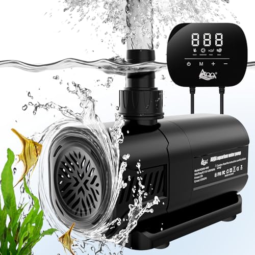 AQQA Aquarium Water Pump,Controllable Return Pump with LCD Display,Constant Flow Mode+Wave Making Mode+Feeding Mode,Submersible and inline Sump pump Pond Pump for Freshwater Saltwater (100W) - Image 1