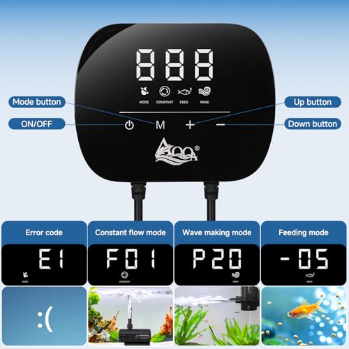 AQQA Aquarium Water Pump,Controllable Return Pump with LCD Display,Constant Flow Mode+Wave Making Mode+Feeding Mode,Submersible and inline Sump pump Pond Pump for Freshwater Saltwater (100W) - Image 3