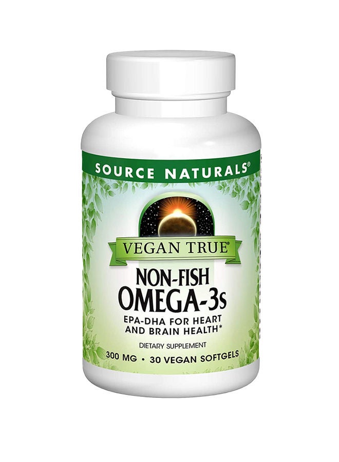 Source Naturals سورس ناتشورالز، فيغان ترو، أوميغا-3 غير السمكية، 300 ملغ، 30 كبسولة فيغان لينة