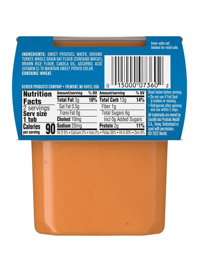 Gerber جيربر وجبة للرضع 2 الأطعمة باوربليند طعام الأطفال، بطاطا حلوة ديك رومي، 4 أوقية (عبوة من 10)  - Image 3