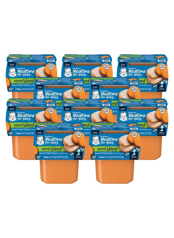 Gerber جيربر وجبة للرضع 2 الأطعمة باوربليند طعام الأطفال، بطاطا حلوة ديك رومي، 4 أوقية (عبوة من 10)  - Image 1