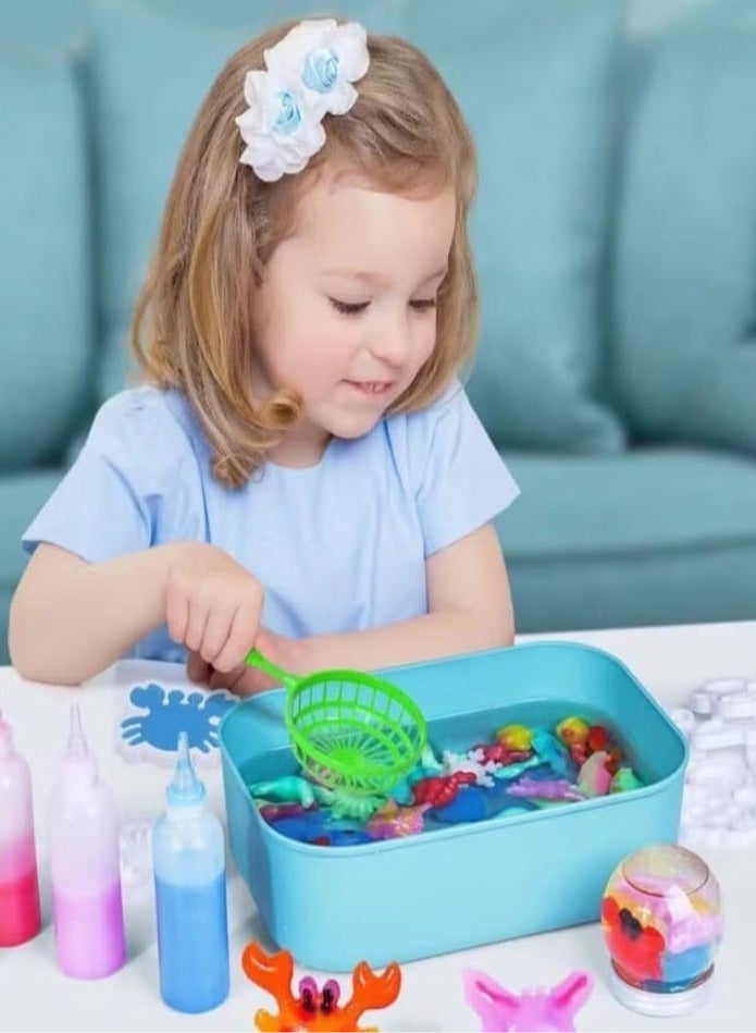 Magic Water Toys - Magic Water 3D Sea Life Craft Kit, 9 Pieces, 4 Glass Gel Jars, 4 Molds and 1 Bag of Powder - Image 4