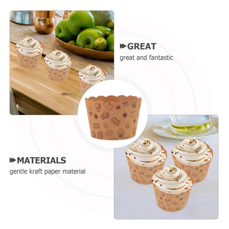 50 Pcs Small Kraft Paper Cupcake Liners Greaseproof Muffin Baking Cups - Image 4