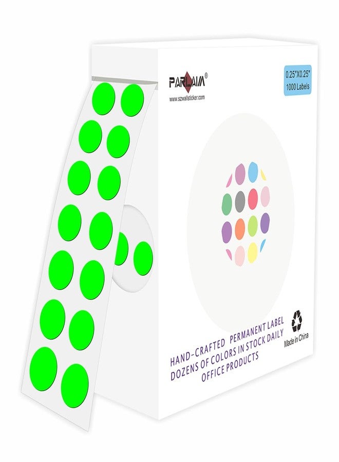PARLAIM Dot Stickers 1/4 Inch Permanent Color-Code Sticker Label, 1000 PCS Small Circle Labels per Dispenser Box, Fluorescent Green - Image 1