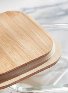 Mirolex Glass Oven Tray with SquareWooden Lid 350ml  - Image 4