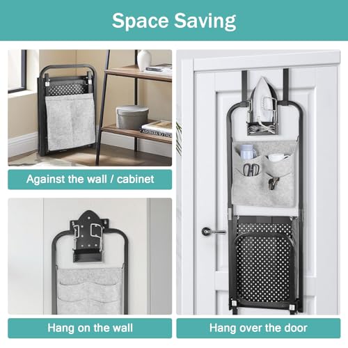Seiritex Over the Door Ironing Board 13x36 inches with Iron Holder and Pocket Storage Bag, Hanging Iron Board for Home Laundry Room, Black - Image 2