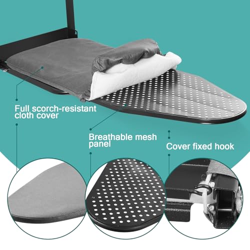 Seiritex Over the Door Ironing Board 13x36 inches with Iron Holder and Pocket Storage Bag, Hanging Iron Board for Home Laundry Room, Black - Image 3