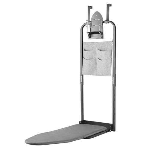Seiritex Over the Door Ironing Board 13x36 inches with Iron Holder and Pocket Storage Bag, Hanging Iron Board for Home Laundry Room, Black - Image 1