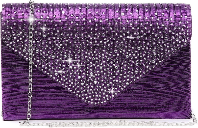 DASEIN Ladies Frosted Satin Evening Clutch Purse Bag Crossbody Handbags Party Prom Wedding Envelope - Image 1