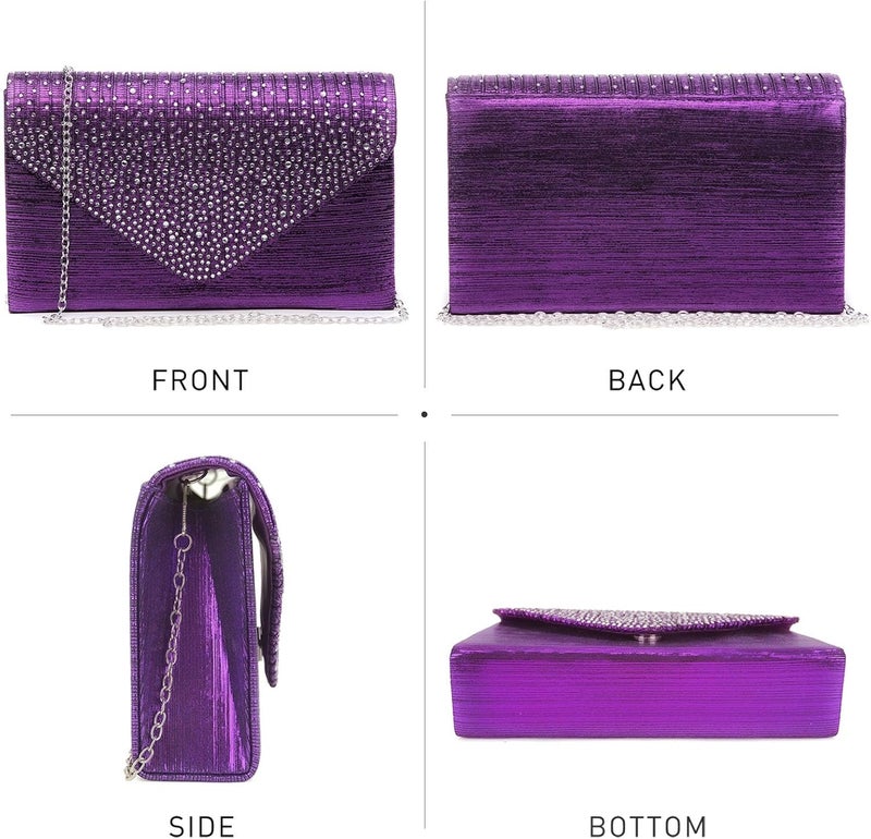 DASEIN Ladies Frosted Satin Evening Clutch Purse Bag Crossbody Handbags Party Prom Wedding Envelope - Image 3