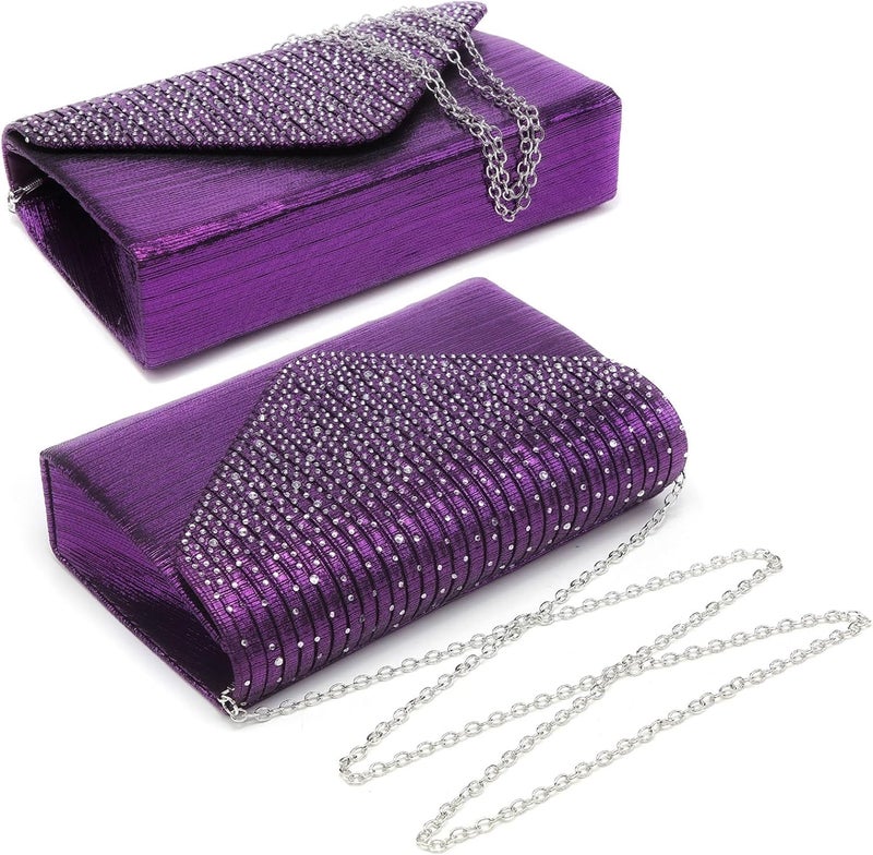 DASEIN Ladies Frosted Satin Evening Clutch Purse Bag Crossbody Handbags Party Prom Wedding Envelope - Image 2