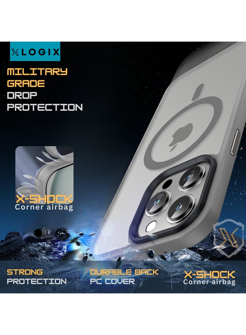 XLogix FrostX for iPhone 15 Pro Max Case, Frosted Grey - Slim Protective Cover with MagSafe Compatibility | Shockproof & Scratch-Resistant Design, FrostX Series - Image 2