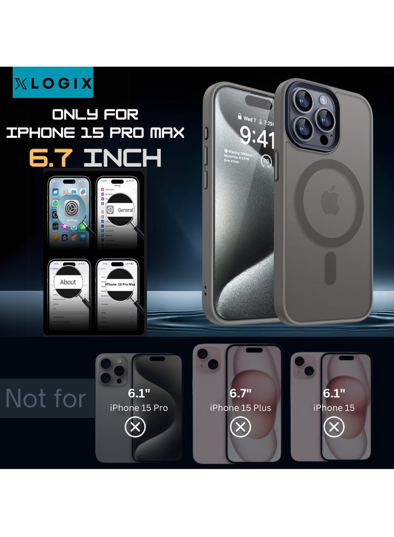XLogix FrostX for iPhone 15 Pro Max Case, Frosted Grey - Slim Protective Cover with MagSafe Compatibility | Shockproof & Scratch-Resistant Design, FrostX Series - Image 5