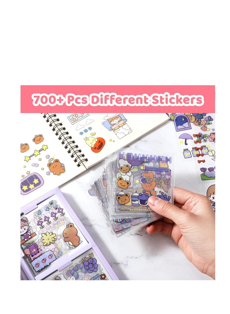 SYOSI Stickers Set, 100 Pcs Cute Cartoon Girl Animal Stickers, Cute Waterproof Sticker Set for Water Bottle Laptop Scrapbook Vinyl, Aesthetic Stickers for Journaling Gifts Kids Girls Boys - Image 5