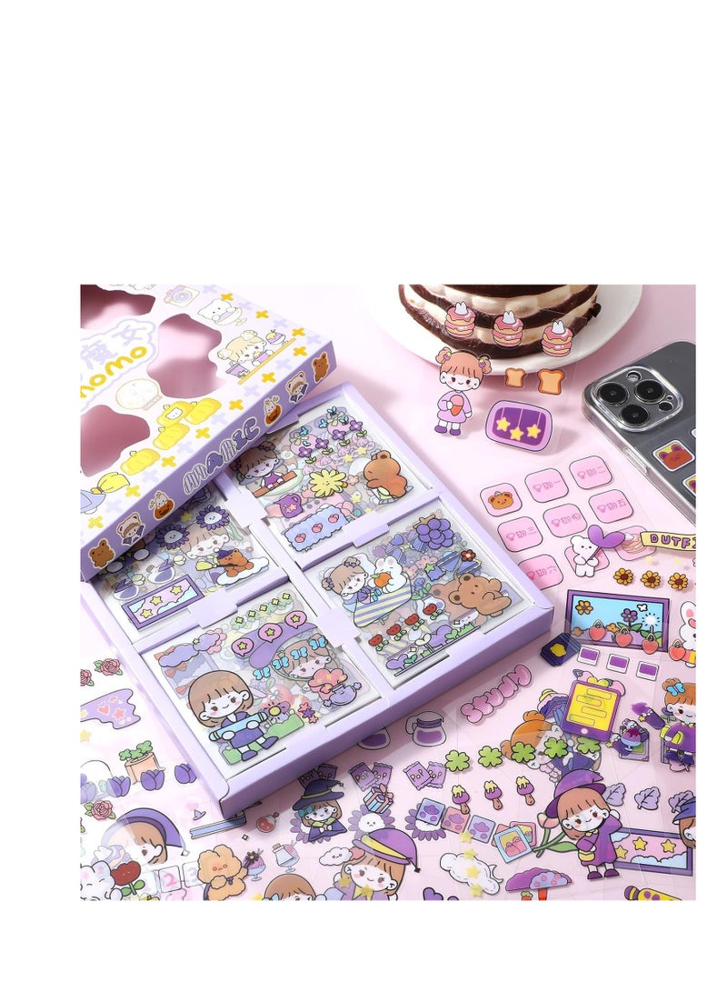 SYOSI Stickers Set, 100 Pcs Cute Cartoon Girl Animal Stickers, Cute Waterproof Sticker Set for Water Bottle Laptop Scrapbook Vinyl, Aesthetic Stickers for Journaling Gifts Kids Girls Boys - Image 2