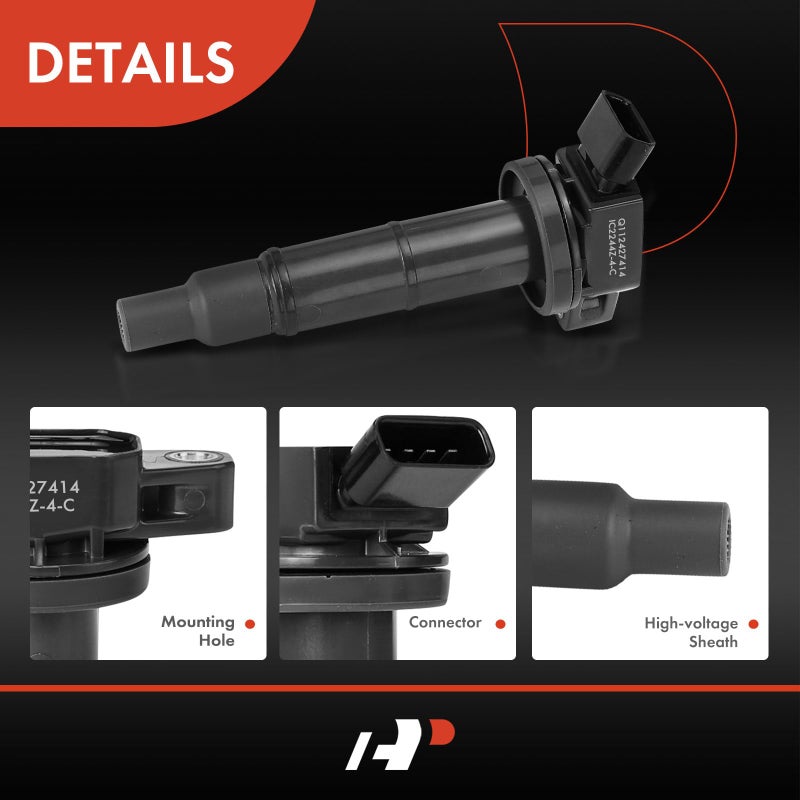 A-Premium Set of 4 Ignition Coil Pack Compatible with Toyota Corolla 2009-2010, Camry 2002-2011, RAV4 2001-2008, Highlander 2001-2007 & Pontiac Vibe 2009-2010 2.0L, 2.4L - Image 5