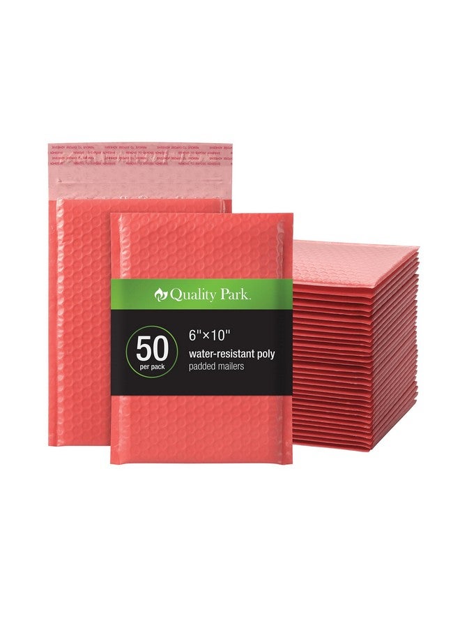 كوالتي بارك فقاعات بريدية 6 × 10 بوصة مرجاني بولي بريدية مظاريف مبطنة مغلفات شحن مقاومة للماء ذاتي الختم 50 لكل صندوق (Qua85866) - Image 1