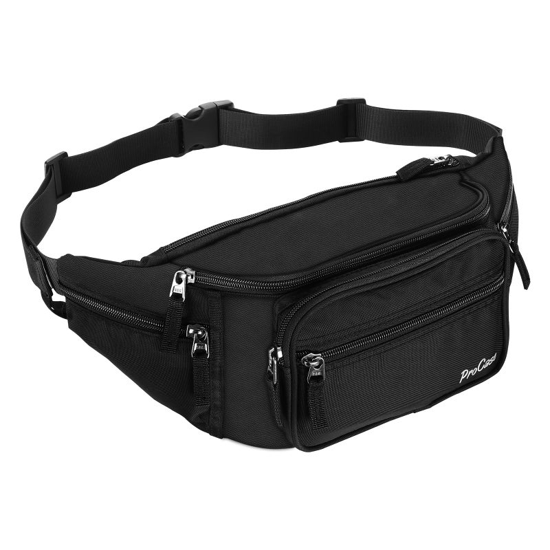 ProCase Fanny Pack Waist Packs for Men Women, Waist Bag Hip Pack for Travel Hiking Running Outdoor Sports -Black, M - Image 1