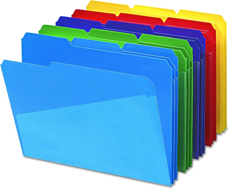 Smead Smead Poly File Folders with Pockets Set of 30 Plastic Folders for Documents 13Cut Tabs File Folders Letter Size Assorted Primary Colors Office Supplies School Supplies 10540 - Image 2